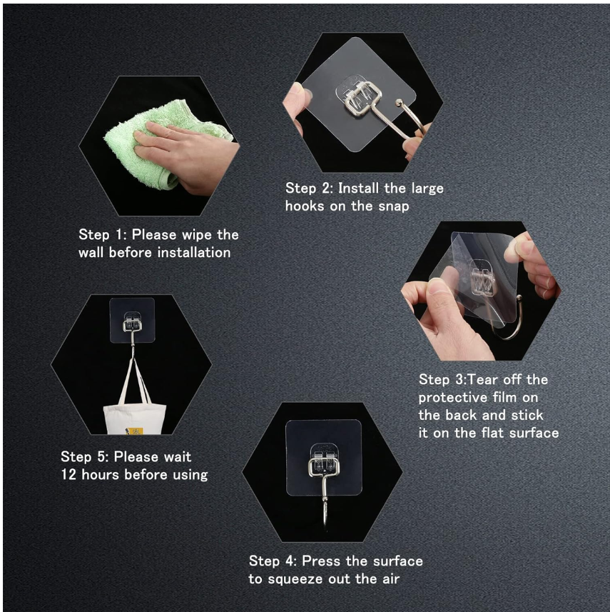 Jack Brown Multi-Use Self Adhesive Hooks Pack of 20