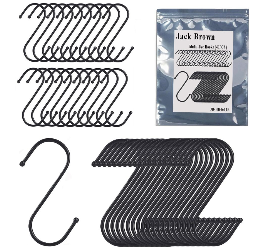 Jack Brown 40Pk Multi-Use S-Shaped Hooks-Home Kitchen S/Steel Hangers