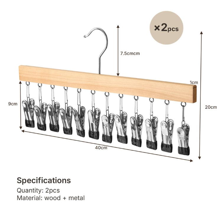 Jack Brown 2-Piece Multiclip Hanging Rack Clothes Dryin Hanger - Black