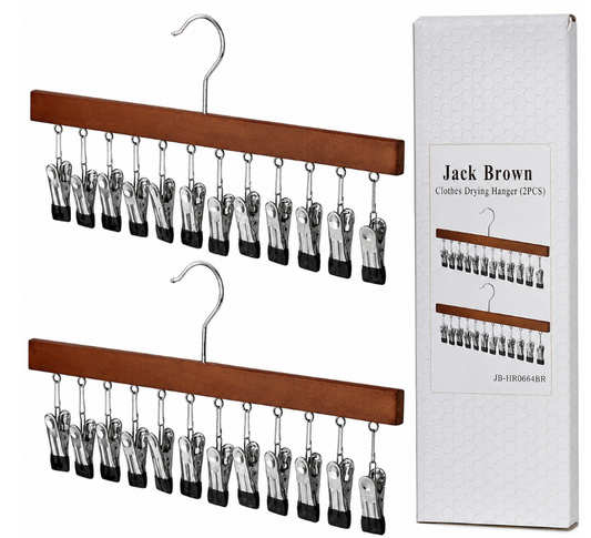Jack Brown 2-Piece Multiclip Hanging Rack Clothes Dryin Hanger - Brown