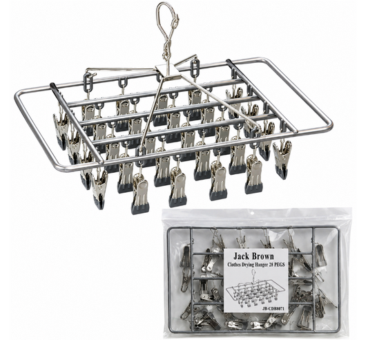 Jack Brown Stainless Steel Clothes Drying Hanger with 28 Pegs