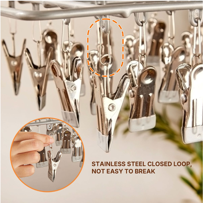 Jack Brown Stainless Steel Clothes Drying Hanger with 28 Pegs