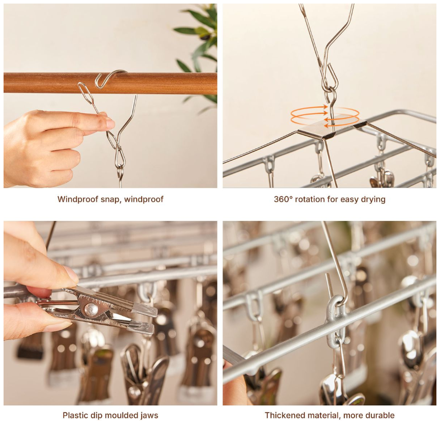 Jack Brown Stainless Steel Clothes Drying Hanger with 28 Pegs