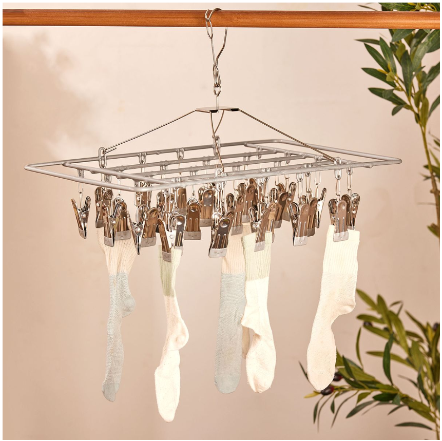 Jack Brown Stainless Steel Clothes Drying Hanger with 28 Pegs