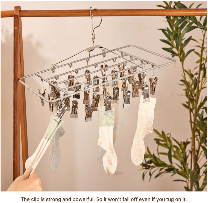 Jack Brown Stainless Steel Clothes Drying Hanger with 28 Pegs