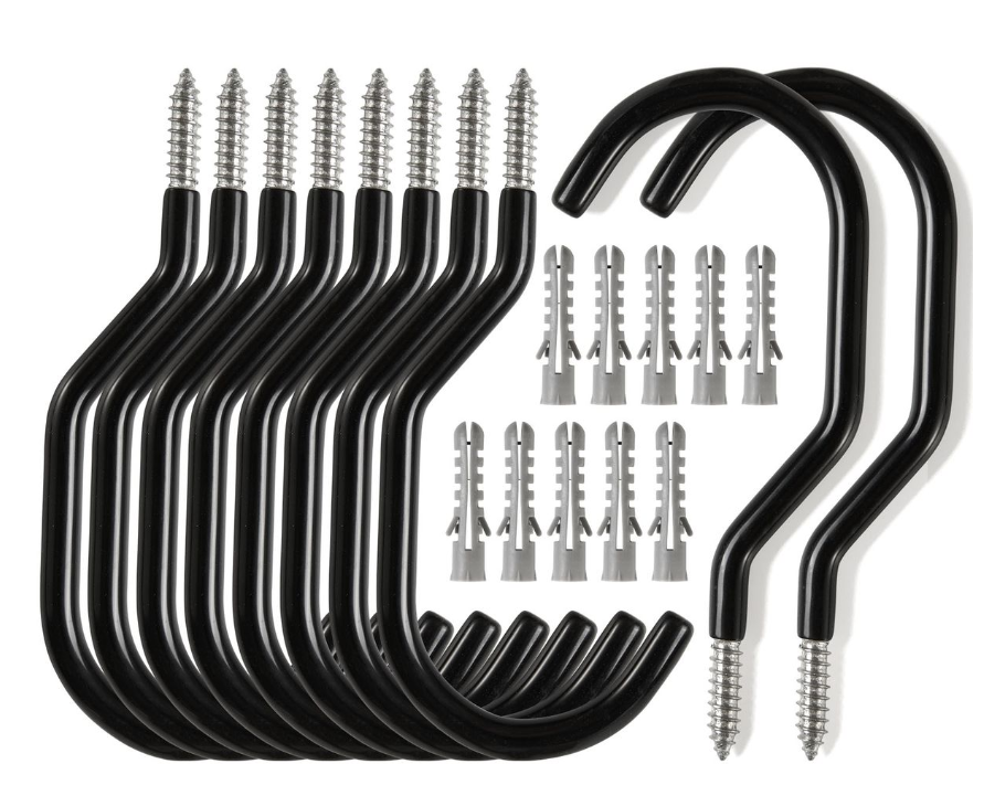Jack Brown 10pc Heavy Duty Garage Hooks Wall & Ceiling Tool & Bike Rack