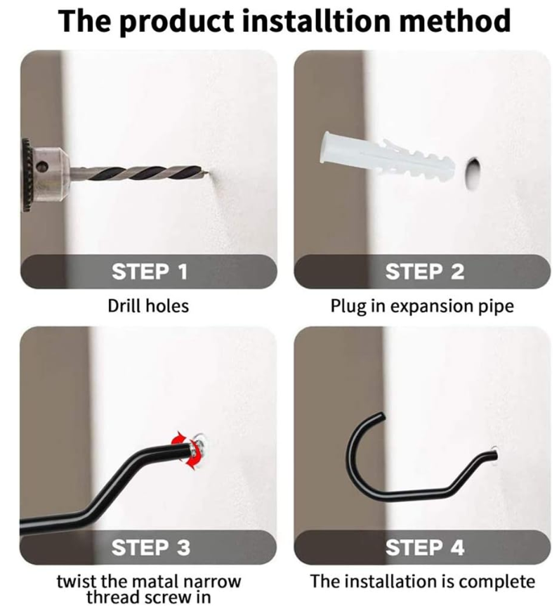 Jack Brown 10pc Heavy Duty Garage Hooks Wall & Ceiling Tool & Bike Rack