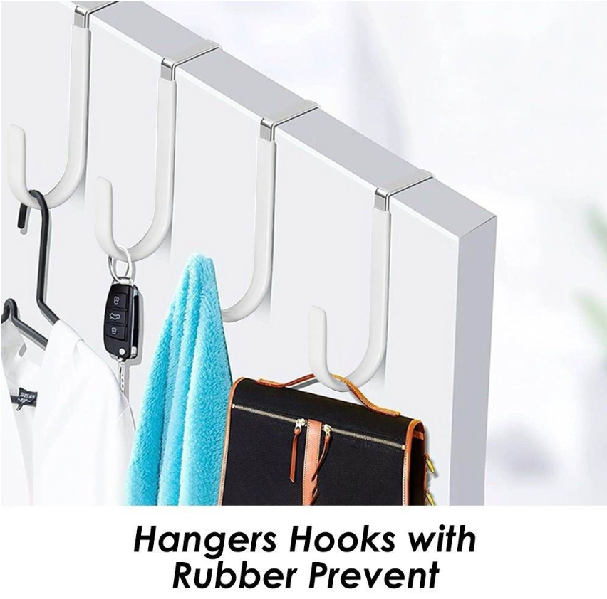Jack Brown Strong Kitchen Bathroom Over Door Hanging Utility Hooks 4-Pieces - White