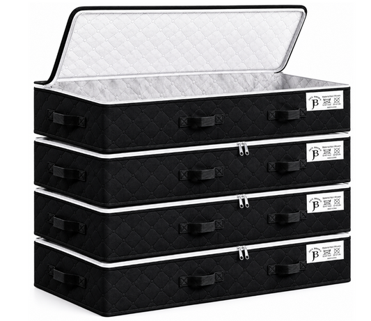 Jack Brown 90L Underbed Storage Containers Clothes Blankets Winter & Handle - Black