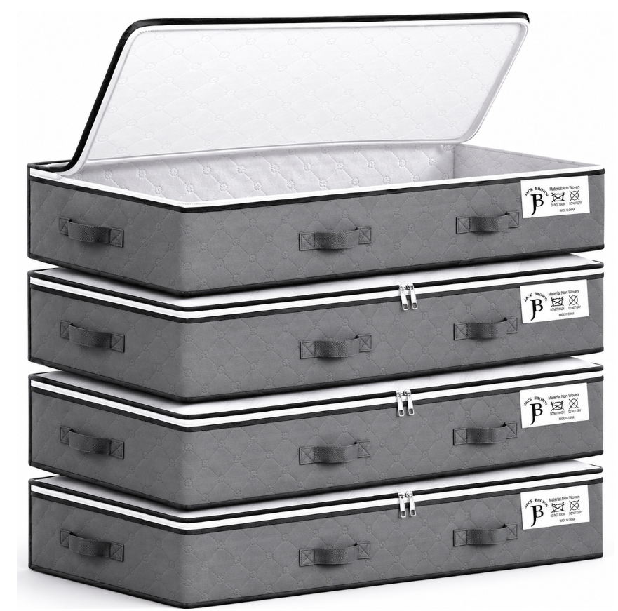 Jack Brown 90L Underbed Storage Containers Clothes Blankets Winter & Handle - Grey