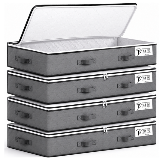 Jack Brown 90L Underbed Storage Containers Clothes Blankets Winter & Handle - Grey