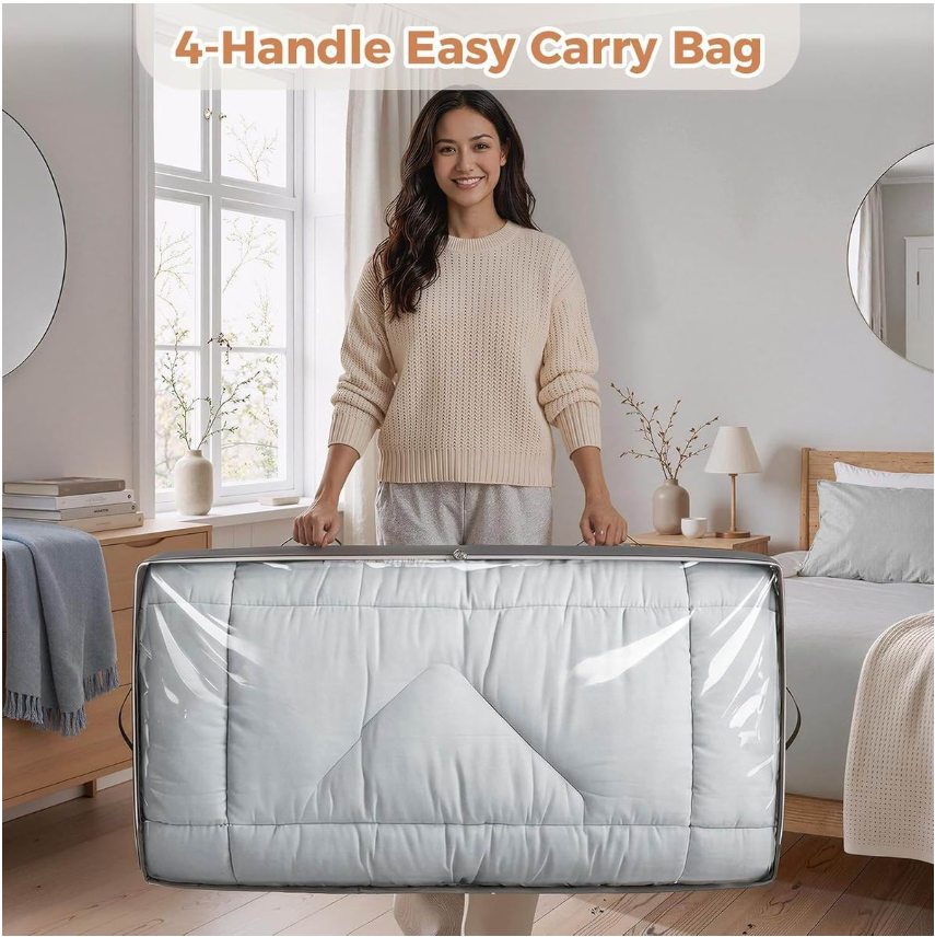 Jack Brown 90L Underbed Storage Containers Clothes Blankets Winter & Handle - Grey