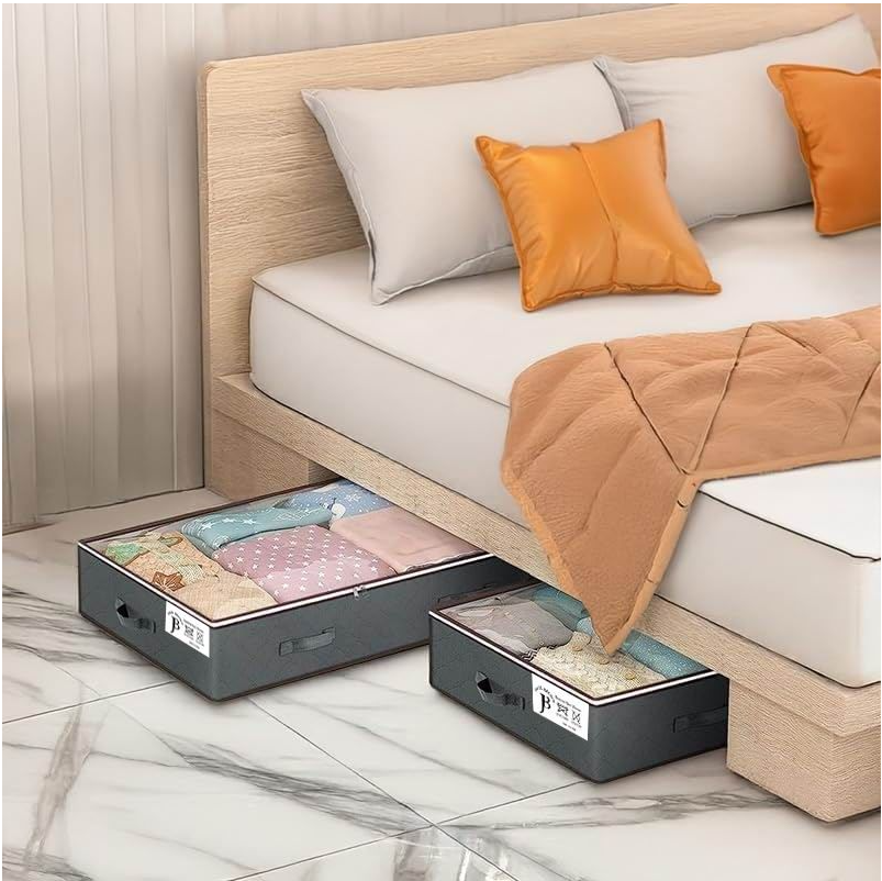 Jack Brown 90L Underbed Storage Containers Clothes Blankets Winter & Handle - Grey