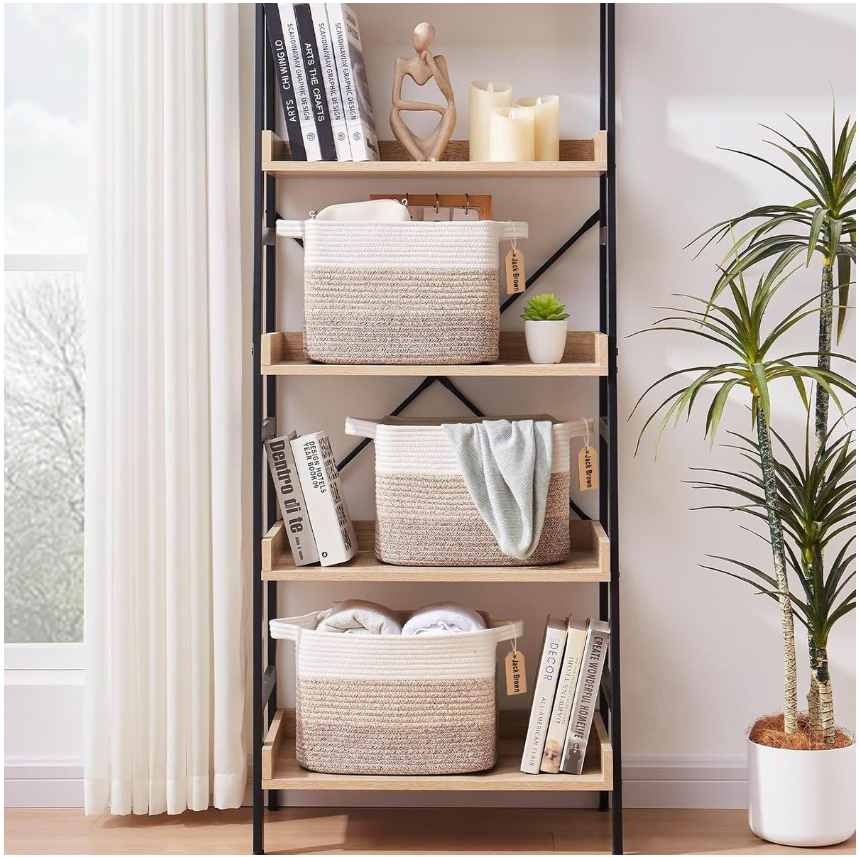 Jack Brown 19L Cotton Woven Storage Basket Cosmetic&Towel Organiser Bins - Beige