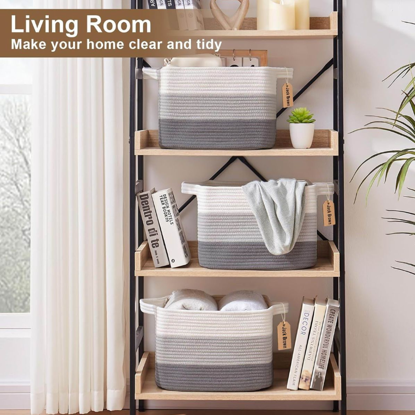 Jack Brown 19L Cotton Woven Storage Basket Cosmetic&Towel Organiser Bins - Grey