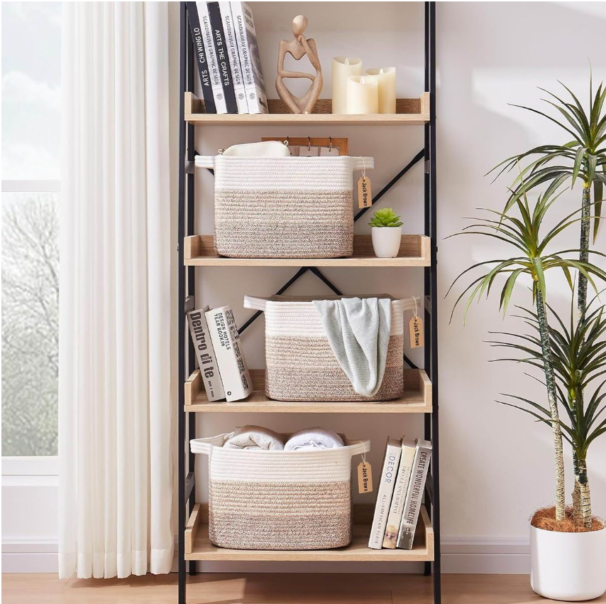 Jack Brown 19L Cotton Woven Storage Basket Cosmetic&Towel Organiser Bins- Beige