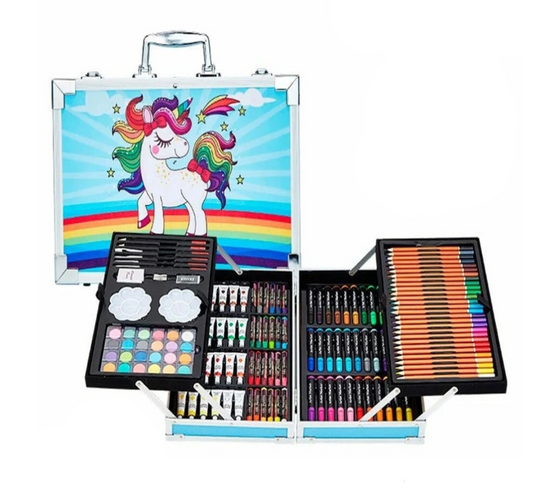 Jack Brown Mega Deluxe Pro Art & Craft Set with Aluminum Box - 190 Piece -Blue