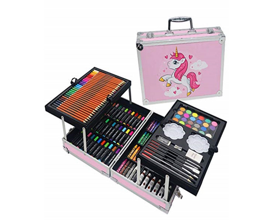 Jack Brown Mega Deluxe Pro Art & Craft Set with Aluminum Box - 190 Piece - Pink