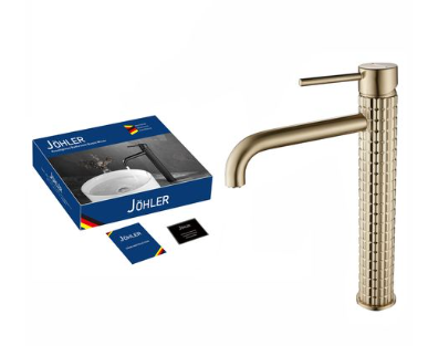 JOHLER Tall Basin Mixer with Hose - German Quality - Gold