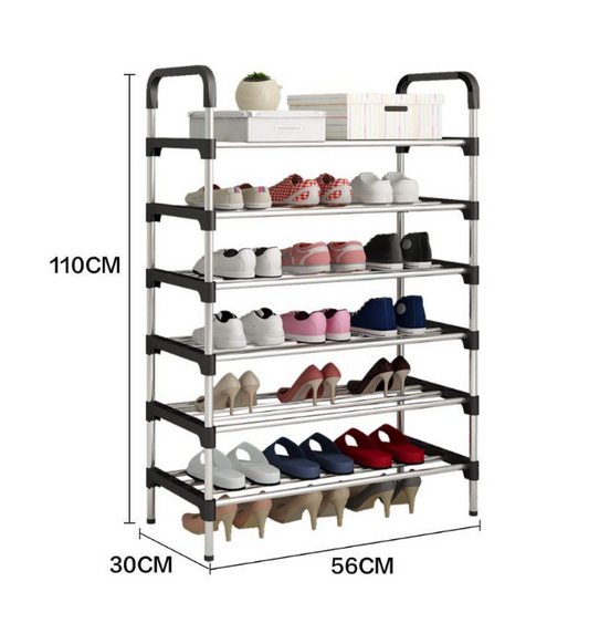 6 Layer Shoe Storage Organizer Rack - Black