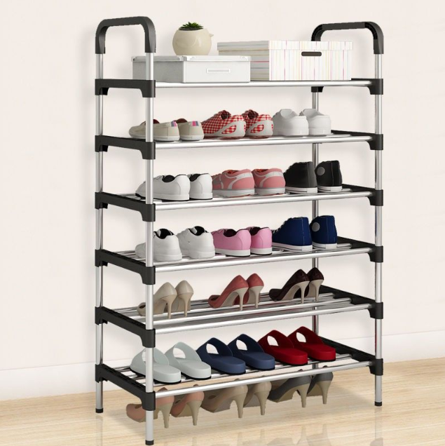 6 Layer Shoe Storage Organizer Rack - Black