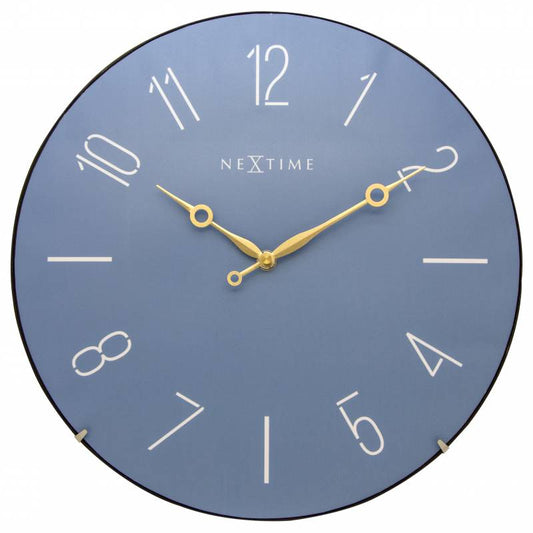 NeXtime 35cm Trendy Dome Glass Round Wall Clock - Blue 3158BL