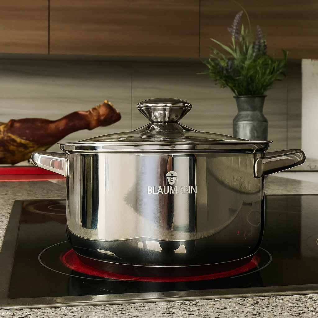 Blaumann 18cm Stainless Steel Casserole with Lid – Gourmet Line