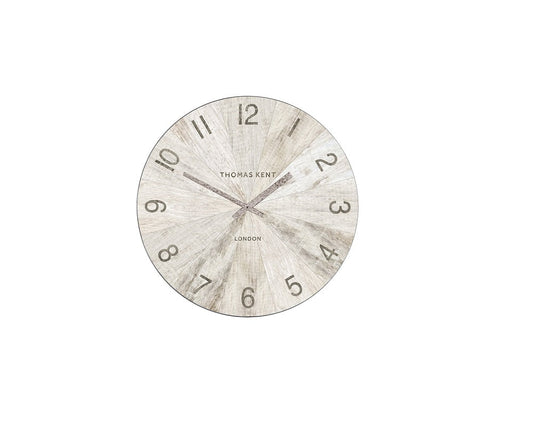 Thomas Kent 17.5cm Wharf Pickled Oak Open Face Round Wall Clock - White