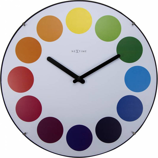 NeXtime 35cm Dome Glass Dots Dome Plastic & Glass Wall Clock - White