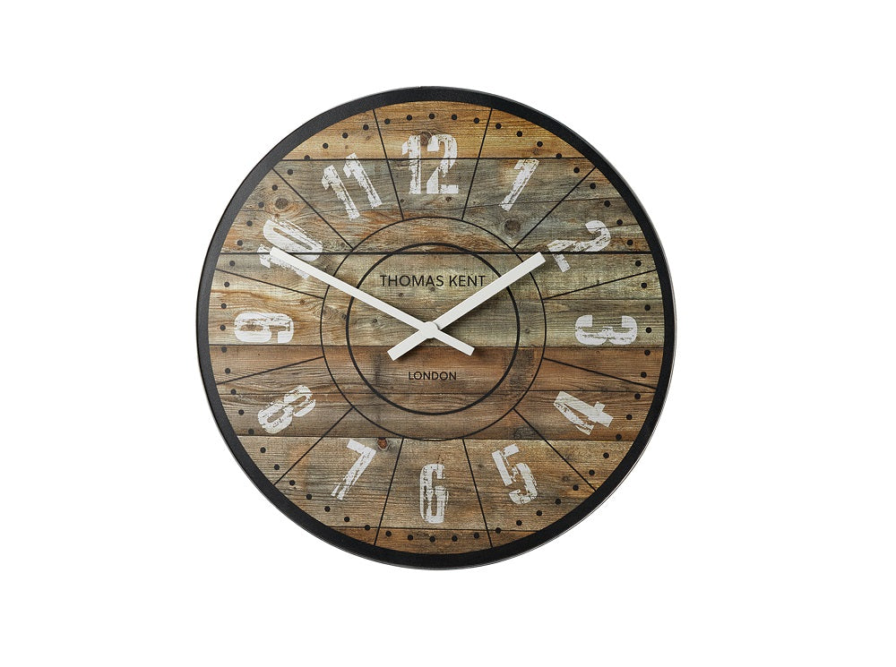 Thomas Kent 17.5cm Wharf Cotton Mill Mantel Round Wall Clock - Brown