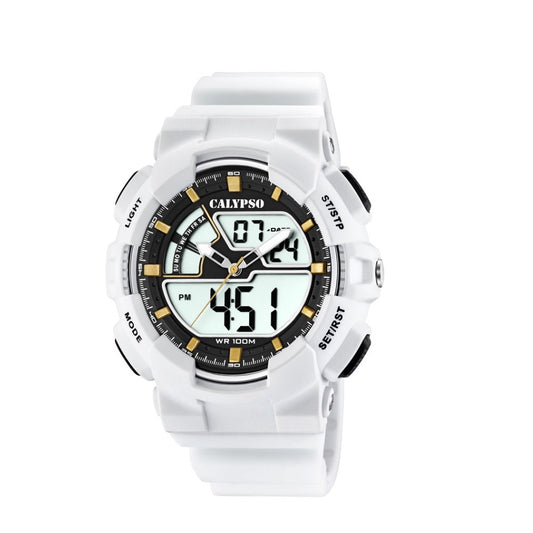 Calypso Mens Digital & Analog Spots Watch - Black & White