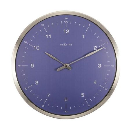 NeXtime 33cm "60 Seconds" Glass/Metal Round Wall Clock - Blue