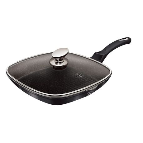 Berlinger Haus 28cm Marble Coating Grill Pan with Lid - Carbon Pro Edition