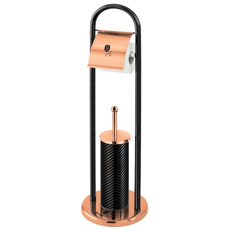 Berlinger Haus Stainless Steel Toilet Brush and Paper Holder - Black Rose