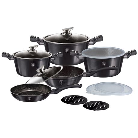 Berlinger Haus 13-Piece Marble Coating Smart Lid Cookware Set - Carbon Pro