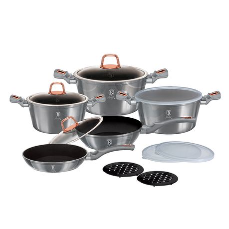 Berlinger Haus 13-Piece Marble Coating Smart Lid Cookware Set - Moonlight