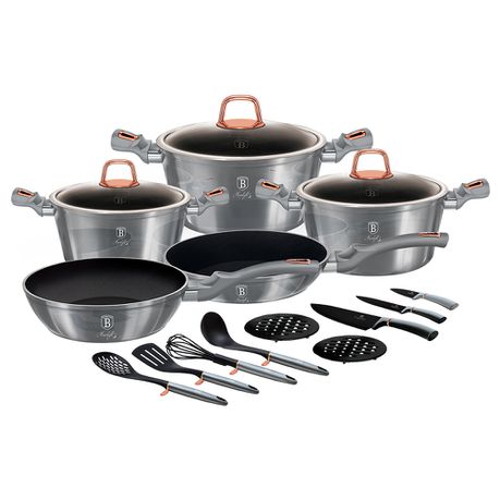 Berlinger Haus 17-Piece Non-Stick Marble Coating Cookware Set - MoonLight
