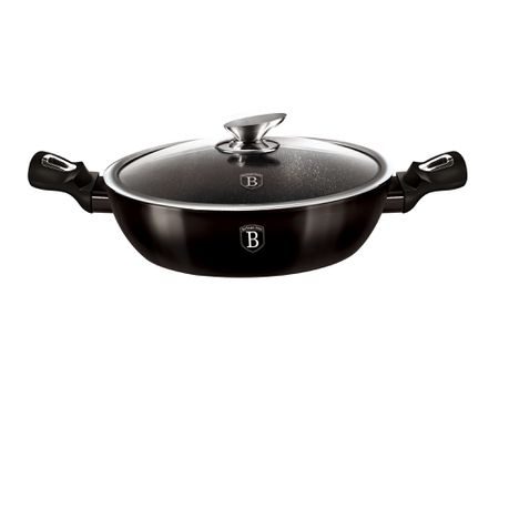 Berlinger Haus 24 cm Marble Coating Shallow Pot & Lid - Shine Black Edition