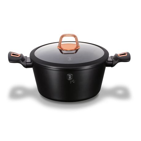 Berlinger Haus 20cm Marble Coating Casserole with Lid - Black Rose Line