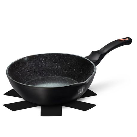 Berlinger Haus 24cm Marble Coating Deep Fry Pan with 2 Mouths - Black Rose Line