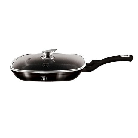 Berlinger Haus 28 cm Marble Coating Grill Pan & Lid - Shine Black Edition