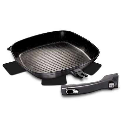 Berlinger Haus 28cm Marble Coating Detachable Handle Grill Pan - Carbon Pro