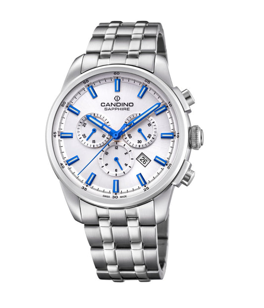 Candino Swiss Made Mens Chrono Stainless Steel Watch - Sport Elegance