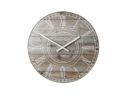 Thomas Kent 38cm Wharf Driftwood Mantel Round Wall Clock - Light Brown