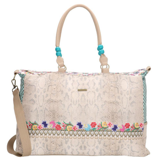 Melli Mello Elif Ladies Raffia Shopper/Beach Bag - Pink 17134-BEIGE