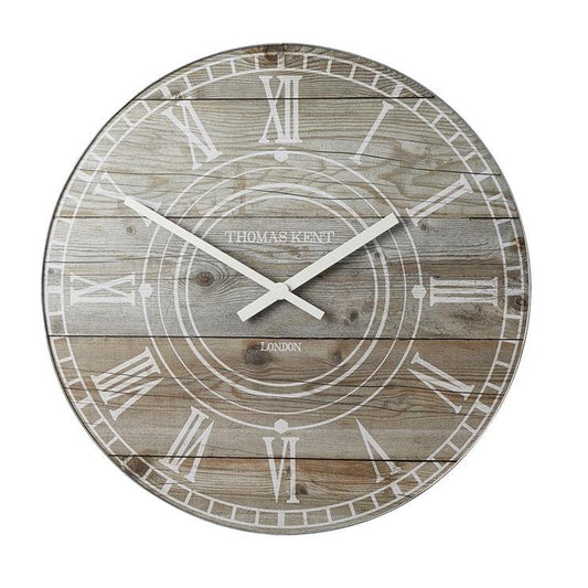 Thomas Kent 76cm Wharf Driftwood Mantel Round Wall Clock - Light Brown