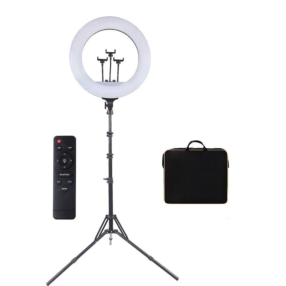 JB Luxx 21 Inch LED Dimmable Ring Light with 3 Phone Holders & Tripod Stand