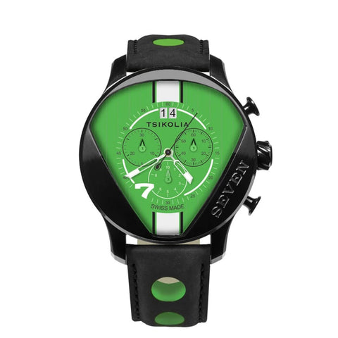 TSIKOLIA SEVEN Limited Edition Swiss Made Men's Leather Watch - Acid Green