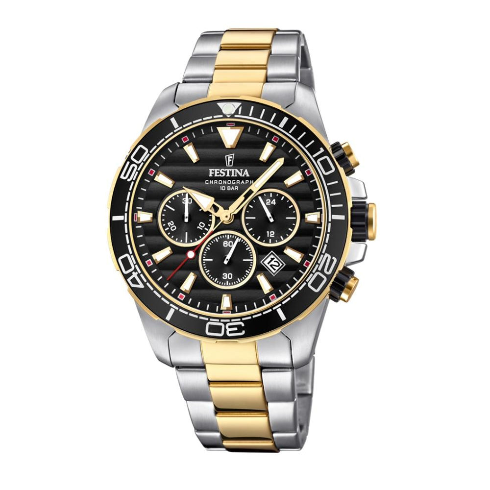 Festina Prestige Stainless Steel Analogue Men's Wrist Watch - Gold-Silver