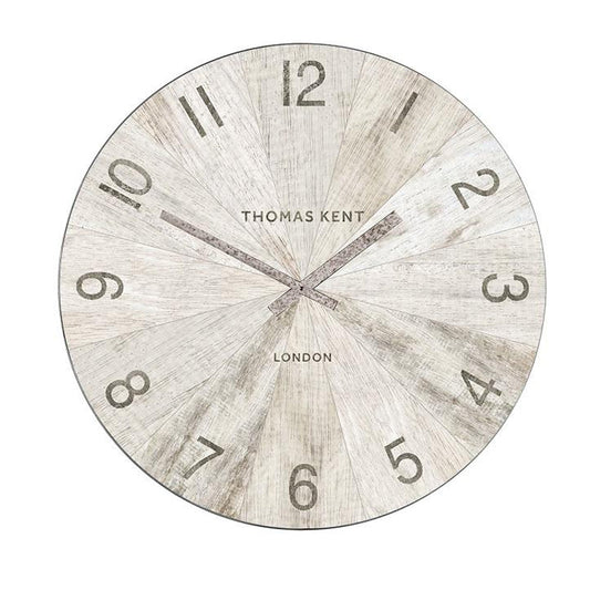 Thomas Kent 76cm Wharf Pickled Oak Open Face Round Wall Clock - White